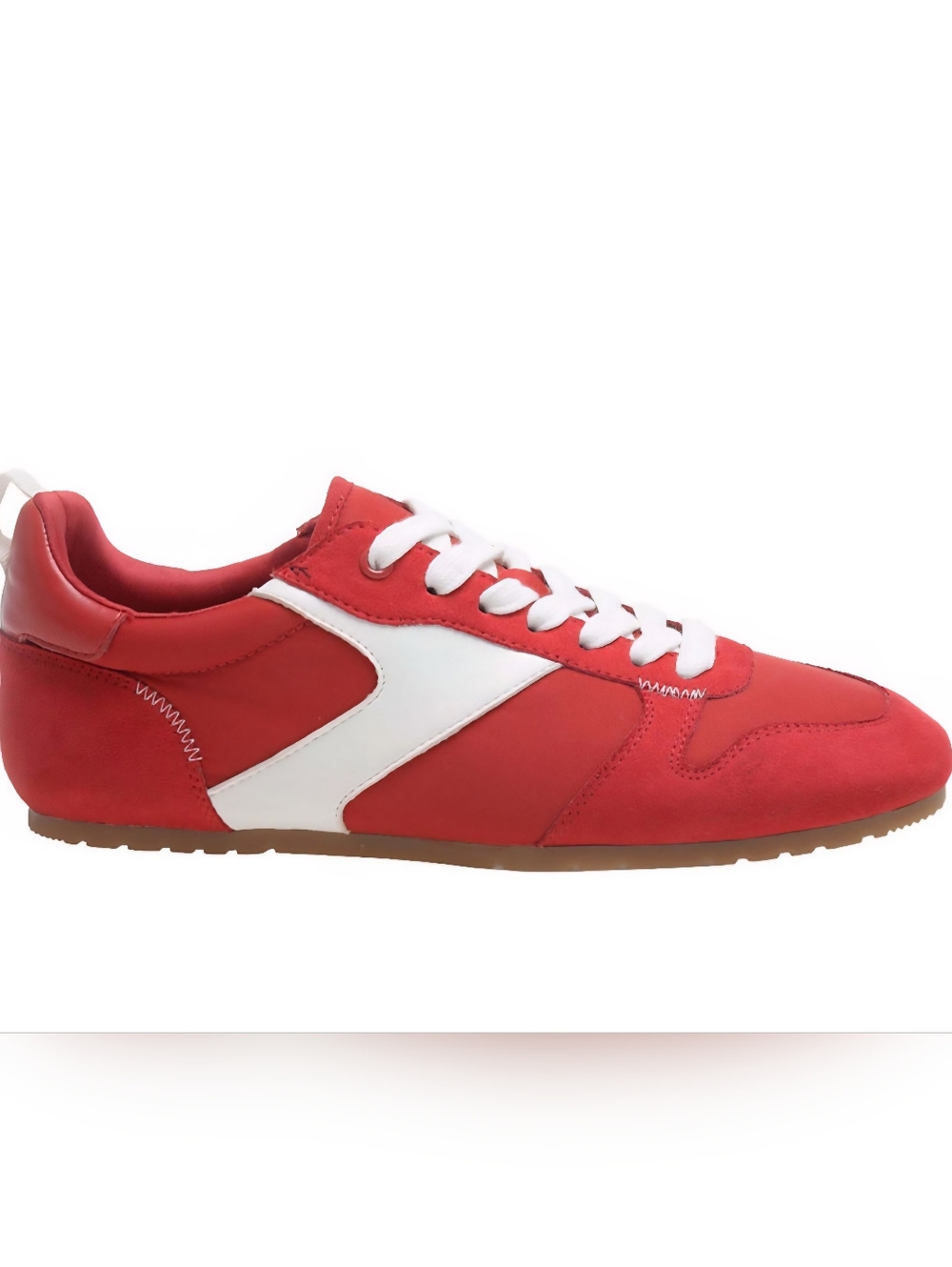 Retro Low Profile Women's Red Sneakers with White Trim [Run Large]